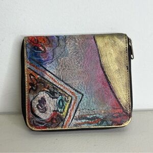 NEW Jane Yoo Vintage Hand Painted Leather Wallet